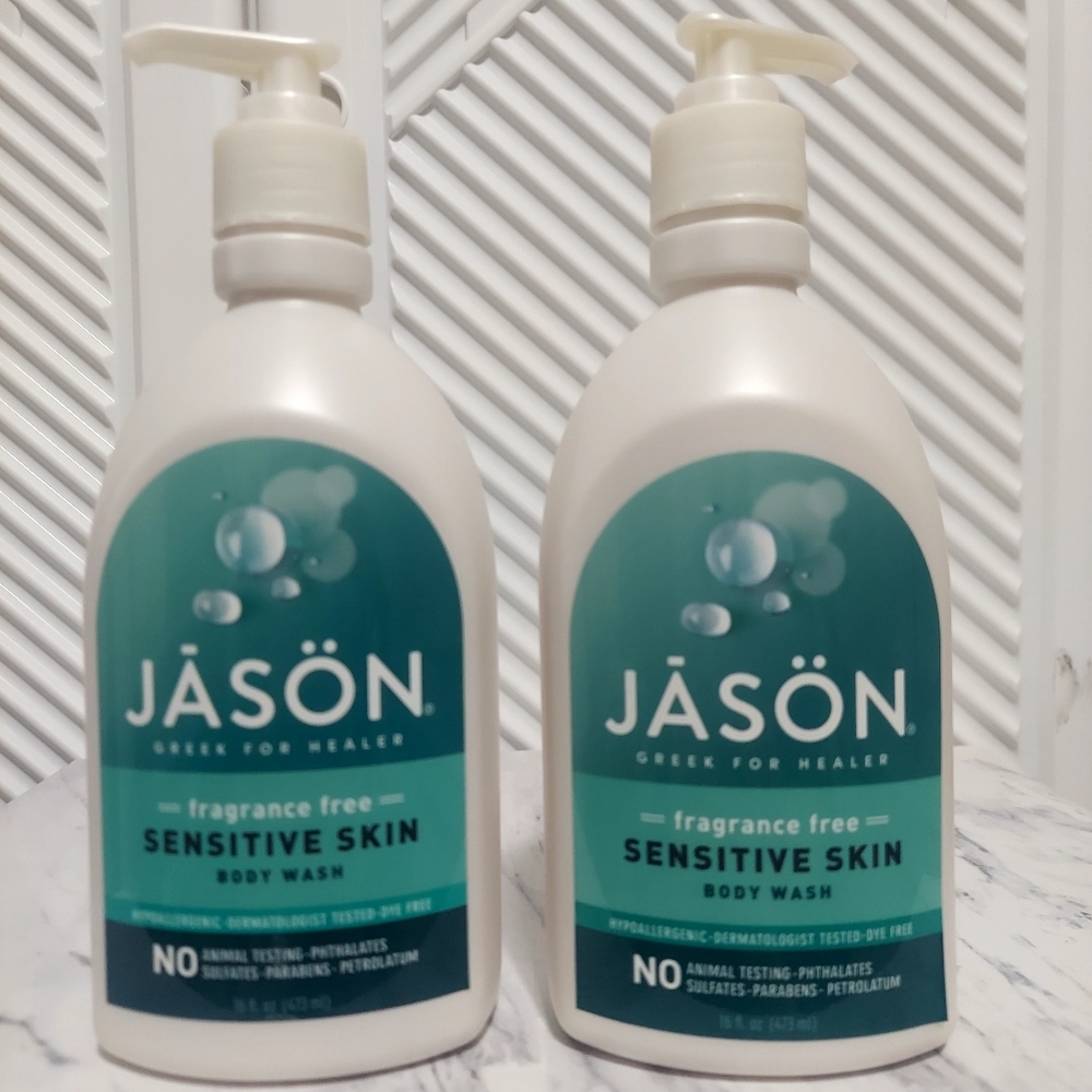 2 Jason Sensitive Skin Fragrance Free Body Wash 16oz Each Hypoallergenic